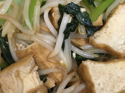 小松菜ともやしと厚揚げのオイスター炒め